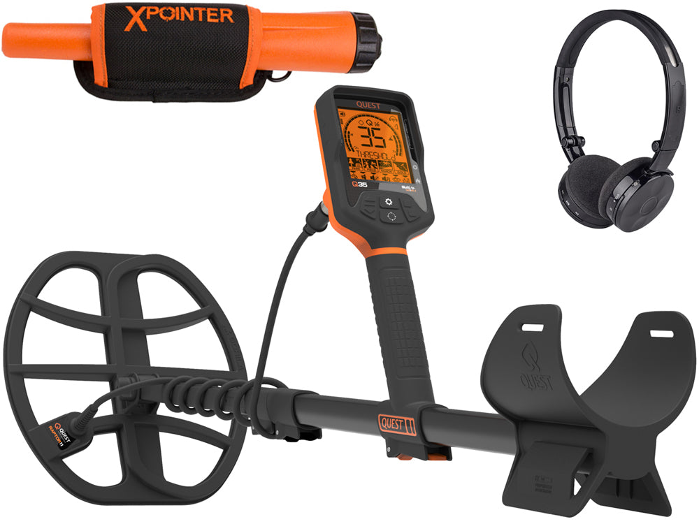 Rückläufer wie neu - Quest Q35 Metalldetektor mit WireFree Kopfhörern und gratis XPointer Pinpointer