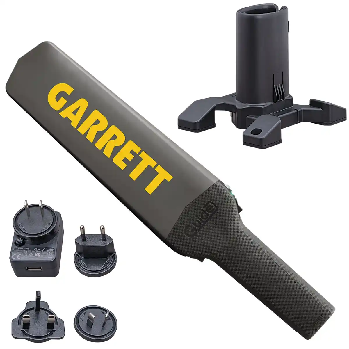 Garrett Guide Security Metalldetektor Handscanner mit Ladestation und Steckerset