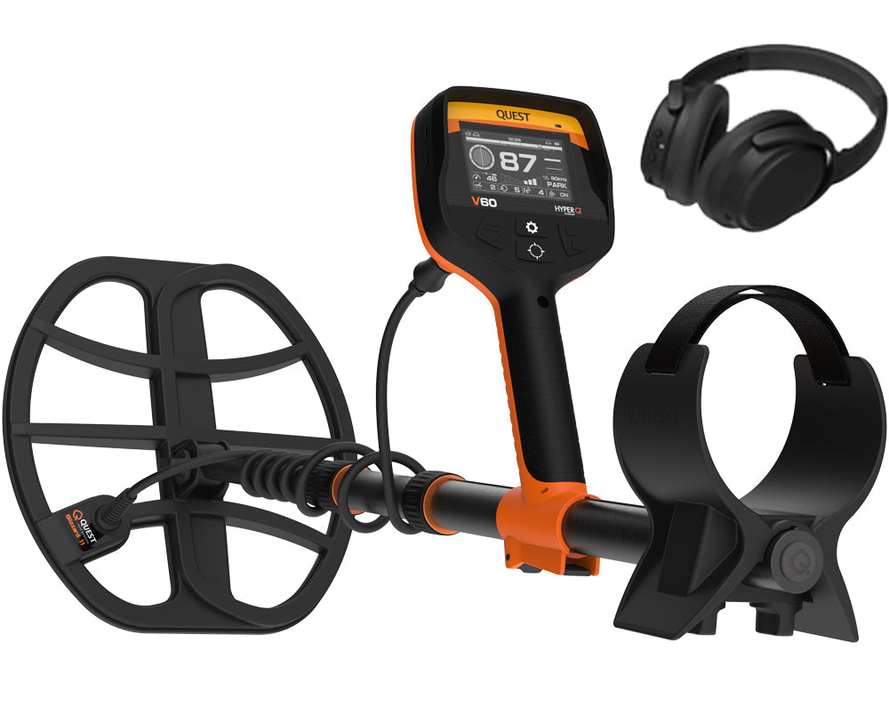 Quest V60 Metalldetektor + gratis XPointer Max Pinpointer mit Magic Holster
