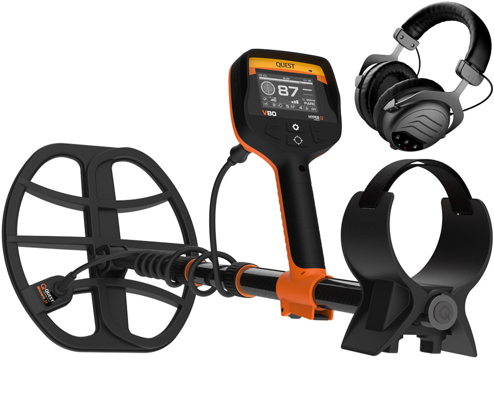 Quest V80 Metalldetektor + gratis XPointer Max Pinpointer mit Magic Holster