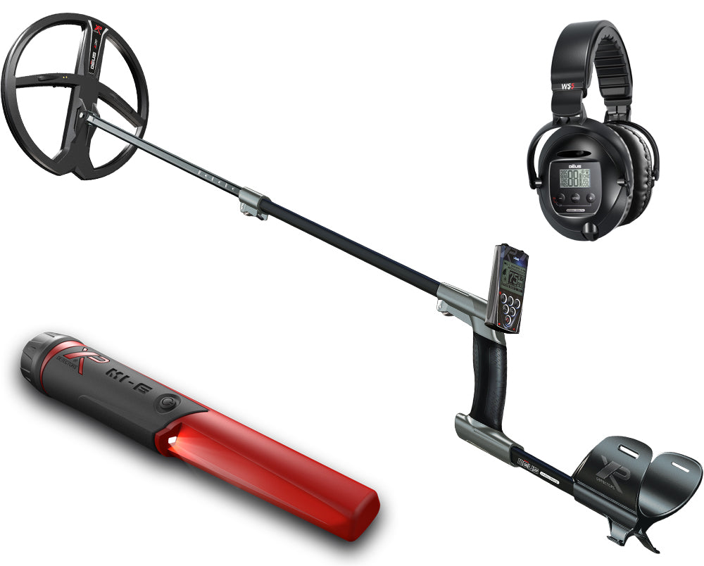 XP Deus X35 28 cm + RC + WS5 Metalldetektor mit gratis MI-6 Pinpointer