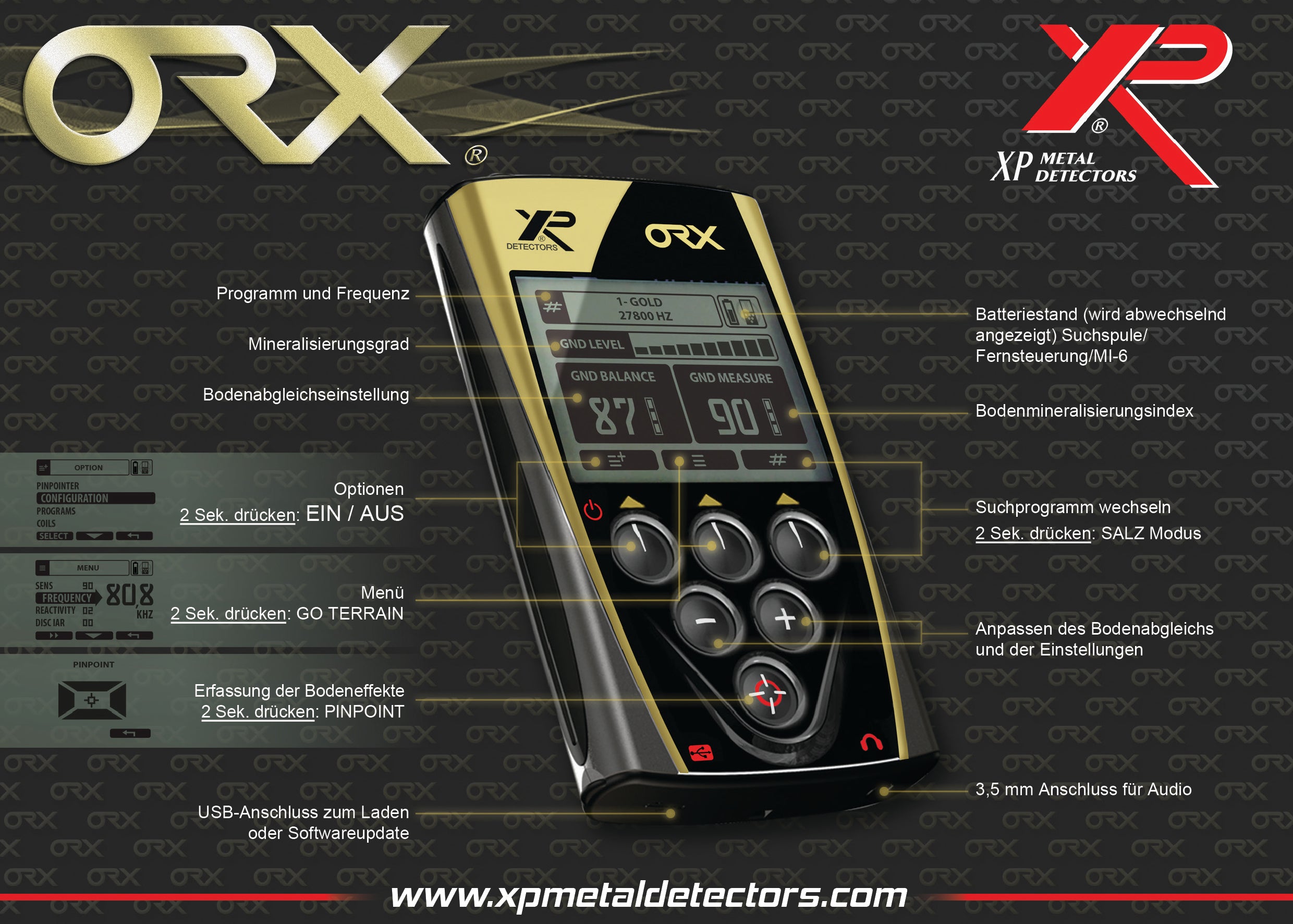 XP ORX Metalldetektor X35 28 cm mit WSA und MI-6 Pinpointer