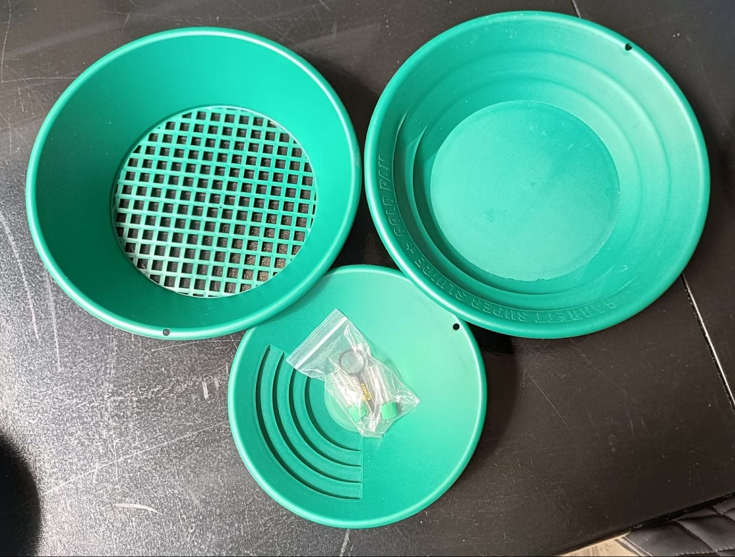 Garrett Goldpfannenset Sieb, kleine Pfanne und große Pfanne